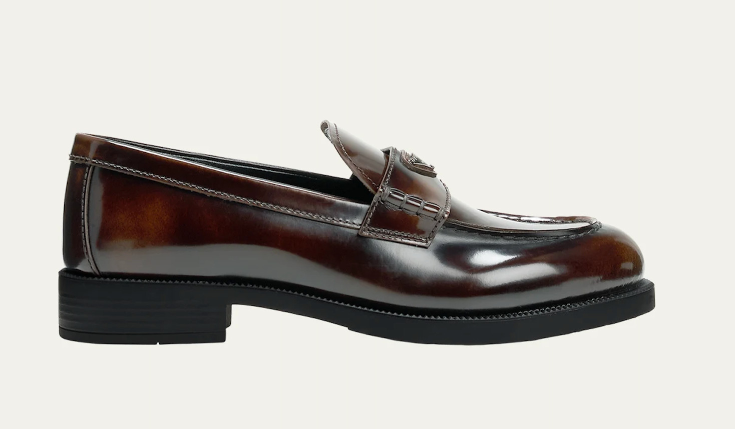 Prada Bruciato Brown Calfskin Leather Loafer Creeper Moccasin Slip On Flat 41.5 image 5