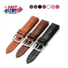Leather Watch Band Croc Pattern Strap Men Women Brown Black Red Pink