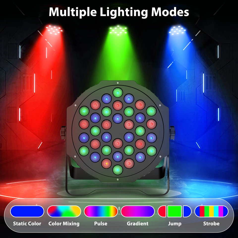 36 LED RGB Stage Lighting PAR Light DMX Beam Party DJ Disco Light w/ Remote Bag - Image 3 of 4