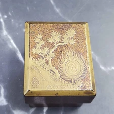 Edo Period Japanese Wooden Lacquer Ware Incense Container Flaming Mandala