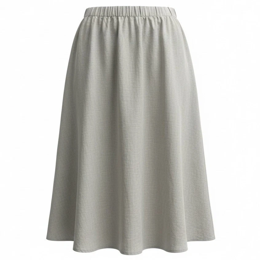 Eileen Fisher Skirt Womens XL Beige Organic Linen A-Line Elastic Waist