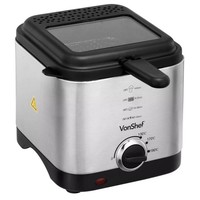 VonShef 1.5L Compact Deep Fat Fryer with Non-Stick Coating - 900W Chip Fryer