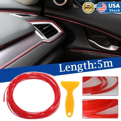5M/197in Car Interior Decorative Molding Door Panel Dashboard Gap Trim Strip USA