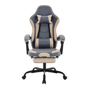 Computer Chair with Footrest and Massage Lumbar Support 300lb Max Blue Beige