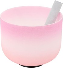 8" Heart Chakra Quartz Crystal Singing Bowl F Note Sound Healing Meditation Bowl