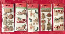 #632 - 5 PKGS CHRISTMAS 3D STICKERS by LITTLE BIRDIE - WELL MADE - LAST LOT