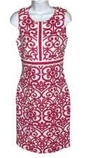 St. John Sport Sheath Dress Women’s 8 Diamond Knit Pink White Classic NEW
