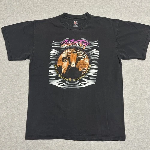 ZZ Top Mean Rhythm Global Tour Shirt Giant XL B 1990s vintage concert t-shirt, vintage, size XL, single stitch, B+ condition