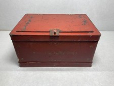 Antique Heavy Iron Strong Box Safe Banker Stagecoach Railroad Wells Fargo Red