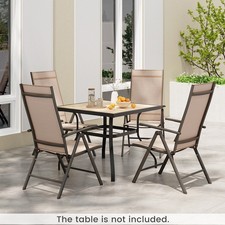 7 Position Adjustable Folding Chair High Back Garden Balcony Chair Brown