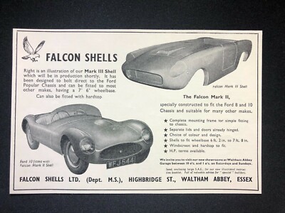 Falcon Cars Werbung - Waltham Abbey Geschichte - Original Pressschnitt 1958 