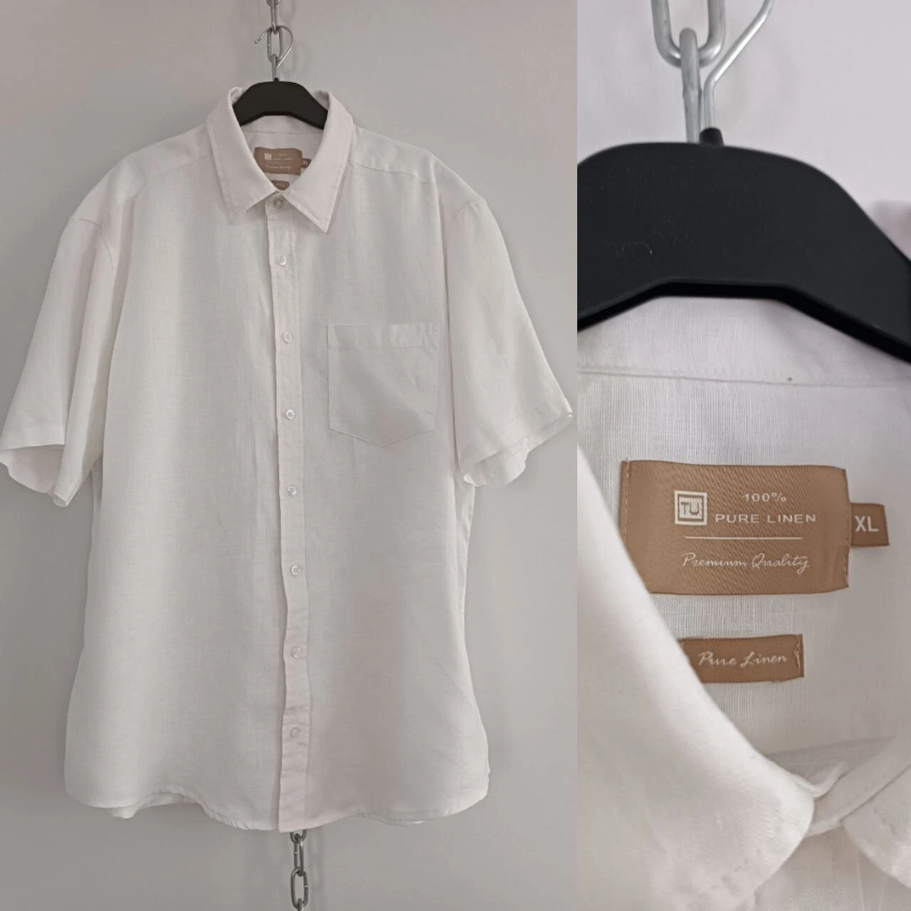 Short Sleeve Linen Shirt TU, 100% pure linen, premium quality, XL