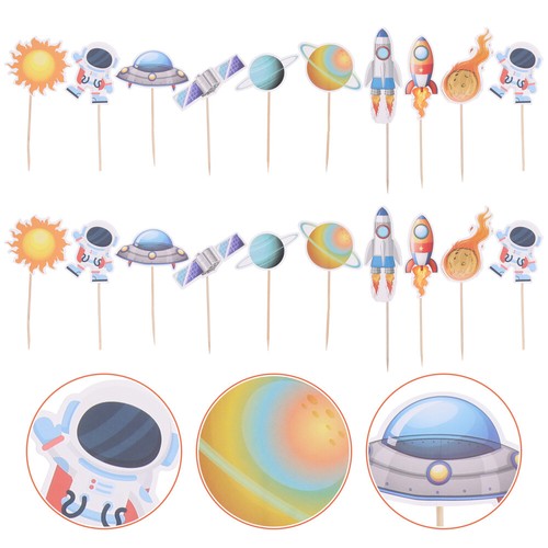 20pcs Universe Theme Cake Picks Planet Cupcake Topper Space Cupcake Toppers