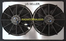 ALUMINUM RADIATOR FAN SHROUD WITH 14" FANS GM CARS TRUCKS 28" WIDE CORE