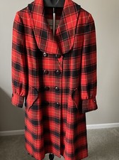 VTG Pendleton Wool Tartan Plaid Coat Long Lined S-M see Measurements