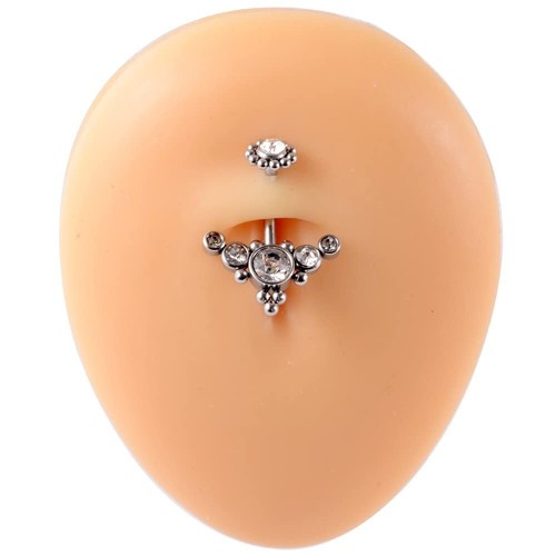 2CT Round Cut Lab-Created Diamond Women Navel Belly Button 14K White Gold Plated - Picture 2 of 8