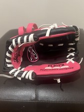 Black Pink Rawlings 9 1/2" Baseball Softball Glove PL95PB Girls Basket T-Ball