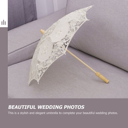 Lace Flower Embroidery Parasol Wedding Bridal Photography Umbrella - Picture 24 of 26