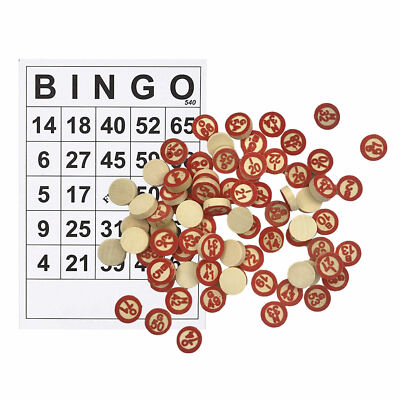 40x klassische BINGO Spielkarten 75 Zahlen Chips für Familie Brettspiel Aktivität