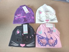 4 Kids Chatties Cat Beanie Hat  Glove Sets White Purple Black Pink NEW
