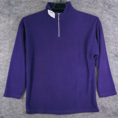 TapeMeasure Fleece Jacket Womens Small Purple 1/4 Zip Front Long Sleeve Comfy