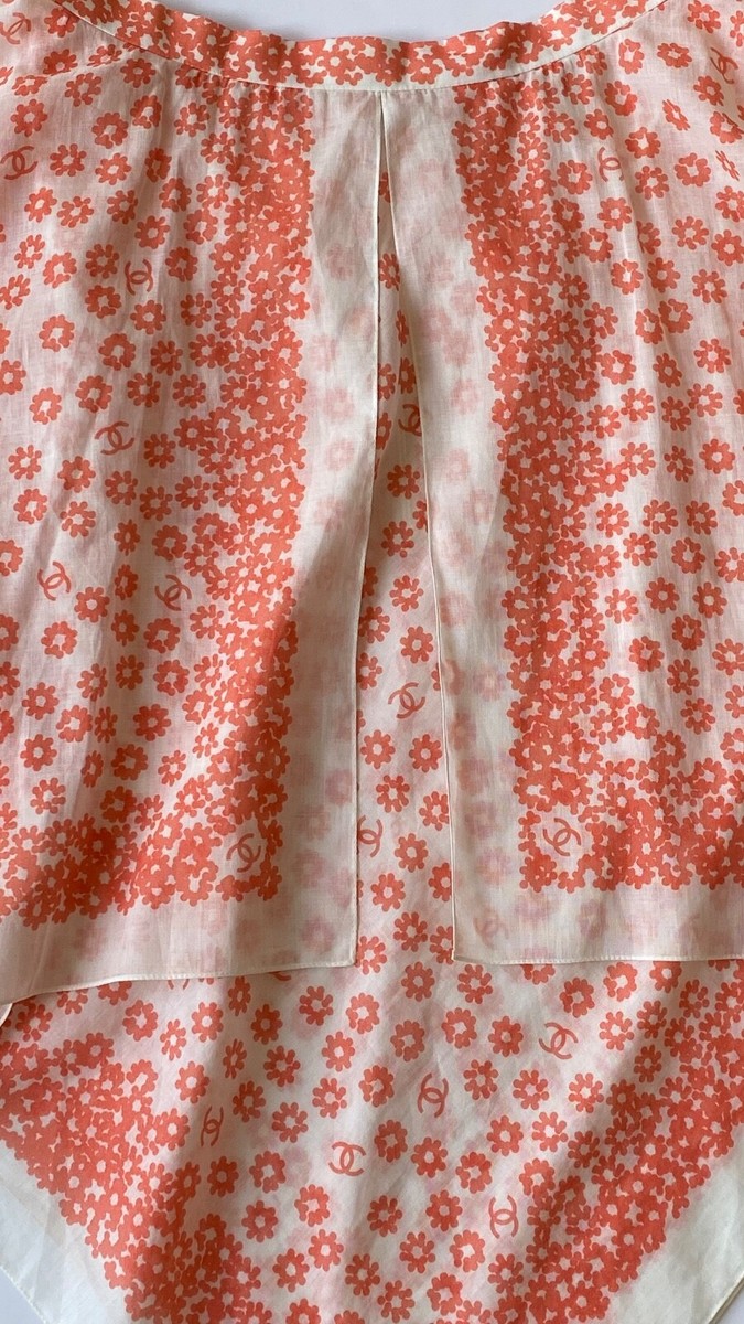CHANEL 22P CC LOGO FLOWERS ORANGE WHITE SKIRT 36 | eBay