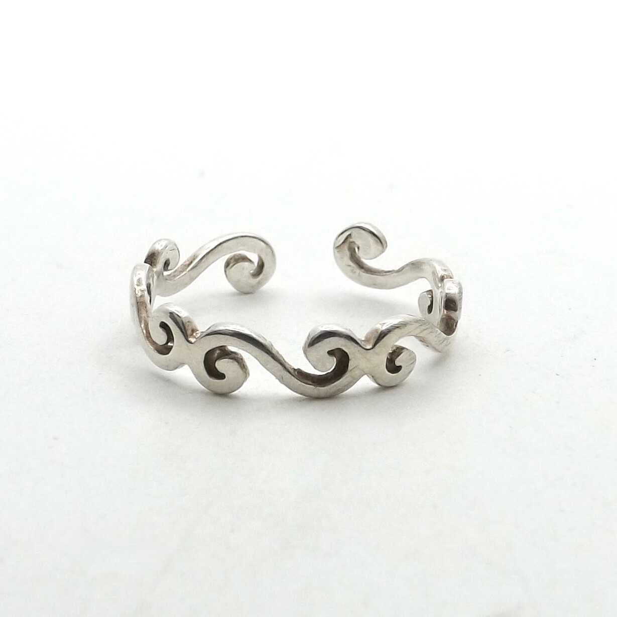 Sterling Silver Scroll S Toe Ring Adjustable Band - image 1