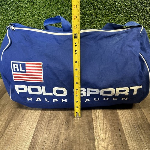 VTG 90'S POLO SPORT RALPH LAUREN COTTON DUFFLE BAG TRAVEL GYM NYLON LINED STRAP - Picture 3 of 5