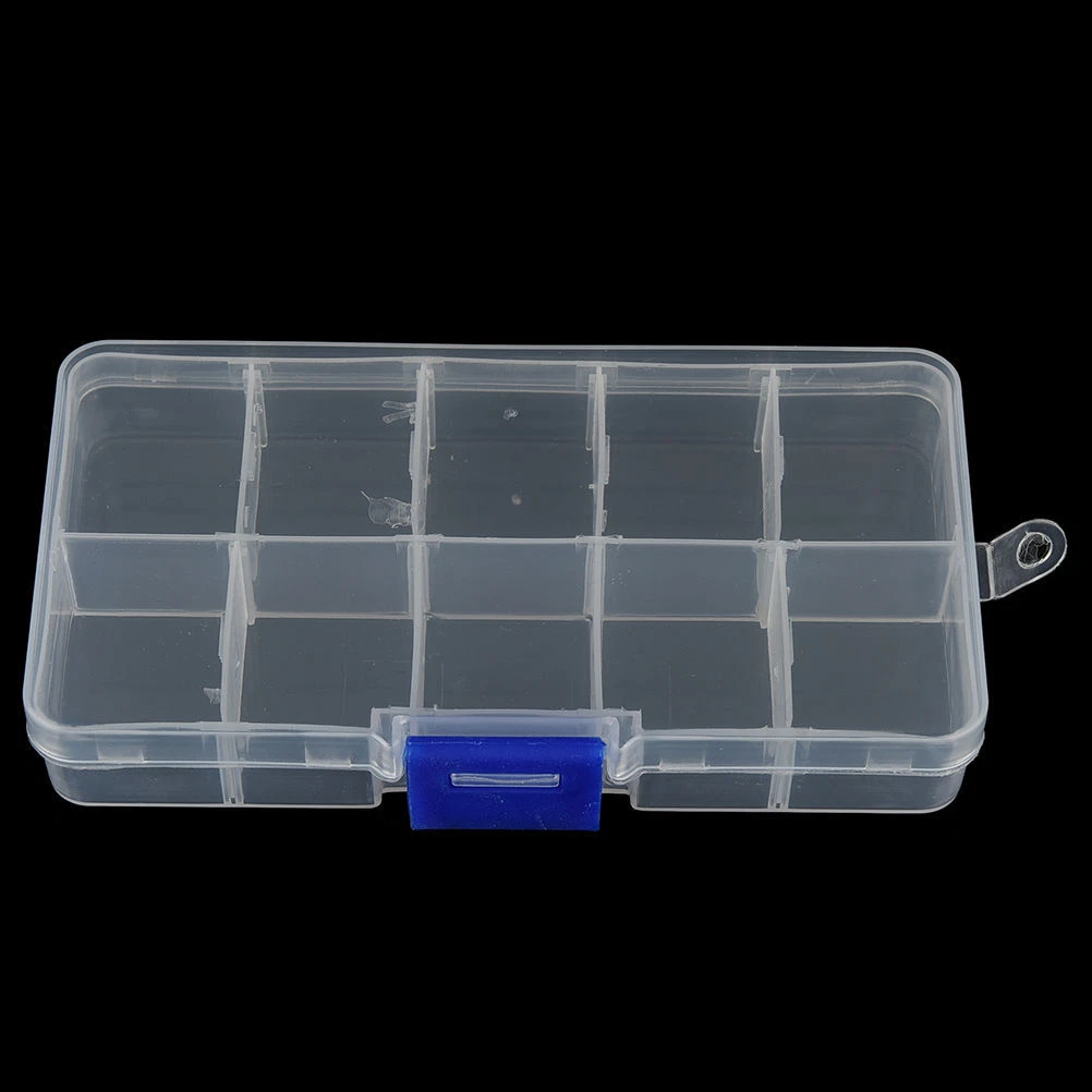 Clear Plastic Tackle Box 10 Compartment Fly Fising Lure Box Tool CaseMDAU