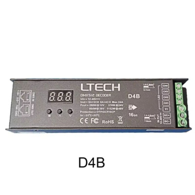 LTECH DMX 512 Decoder 5A*4CH 4A*4CH DIN Rail Strip Controller Constant Voltage