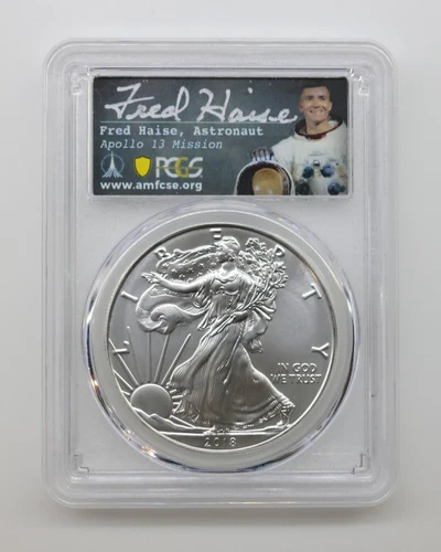 2018 1$ Silver Eagle T2 PCGS MS70 Fred Haise AMF Pop 19