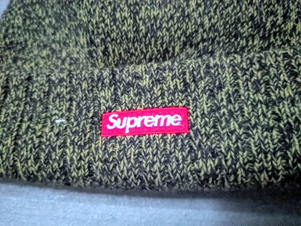 Supreme New Era Arc Logo Beanie Yellow Black Speckle FW18 Hat Cap