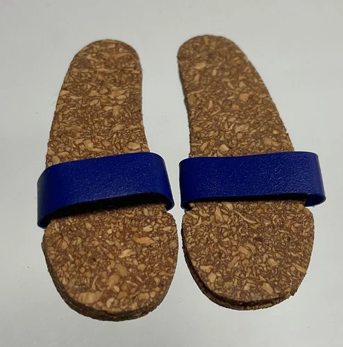 Vintage Barbie Ken ALLAN Dolls  BLUE Strap & Cork SANDALS  Flip Flops beach