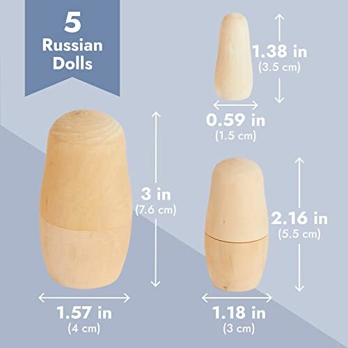 5 Pack DIY Blank Unpainted Russian Nesting Dolls Wooden Nesting Dolls Matryoshka - Picture 5 of 9