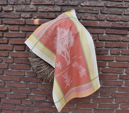Geschirrtuch Jacquard Baumwolle 50x70 cm terrakotta Olivenmotive aus Frankreich - Bild 3 von 4
