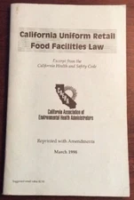 California Uniform Retail Food Facilities Law 1998 Softcover BookGnu