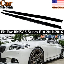Pair Side Skirt Extension Panel Lip Gloss Black For BMW F10 5Series 2011-2016