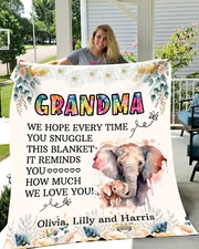Personalized Velveteen Plush Fleece Blanket gift for Grandma From Grandchildren