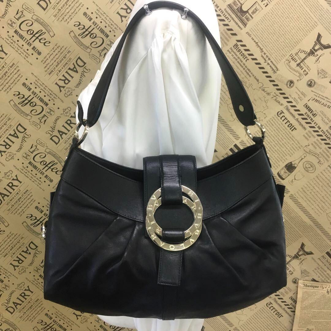 BVLGARI Chandra B.zero Handbag Shoulder bag Leather Black Women's