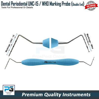 PROXPECT GROUP® Dental Exam Perio Probes UNC 15 / WHO Ball End Periodontal Silicon Handles Tool