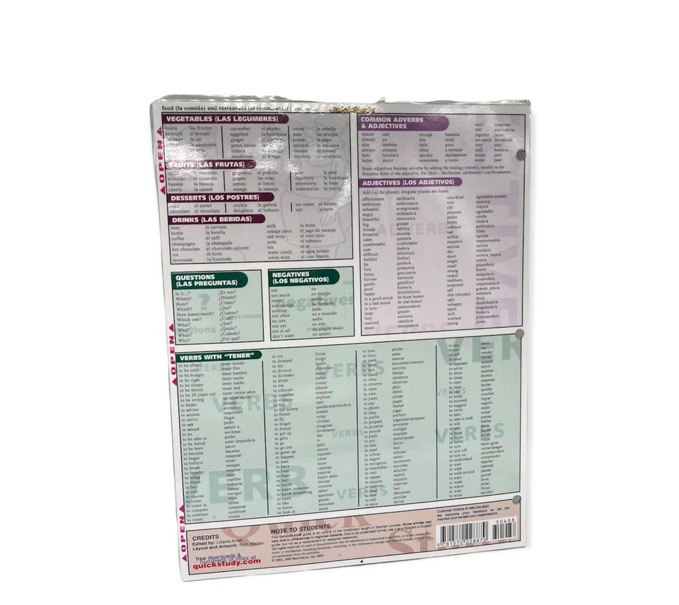 Spanish Vocabulary (2 Panel) Bts by Inc. BarCharts - Image 2 of 2