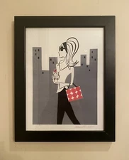 VINTAGE MARY LYNN BLASUTTA LADY WITH A CUTE DOG PENCIL SIGNED ART PRINT