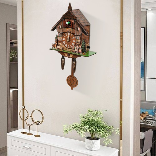 Wooden Cuckoo Wall Clock Singing Clock Vintage Alarm Clock European Style - Picture 7 of 12