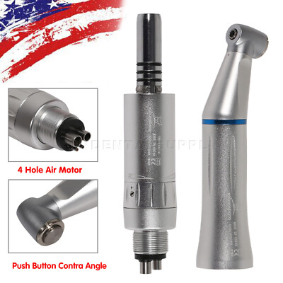 Dental Slow Speed Handpiece Inner Water Contra Angle Push/ Air Motor 4-Hole du