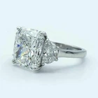 5Ct Radiant Simulated Diamond Women's Three Stone Wedding Ring 14K White Gold FN