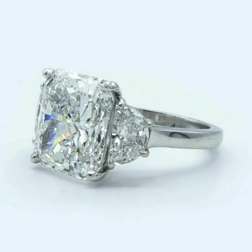 5Ct Radiant Simulated Diamond Women's Three Stone Wedding Ring 14K White Gold FN