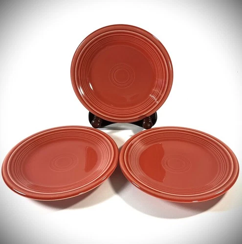 1996 Homer Laughlin Fiestaware 3 Persimmon Salad/ Dessert Plates KKD 7 1/4" EUC