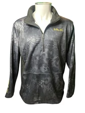 Huk Performance Fishing Pullover Men's Size L Black Kryptek Camo 1/4 Zip Long Sl