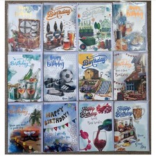 12 x Assorted Birthday Cards Multipack Pack Card Male Men Mens Art Adult