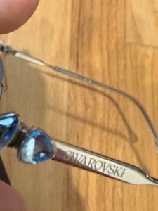 Swarovski Women’s Eyeglass Frames Silver w Blue Crystal Accents Replace Lenses